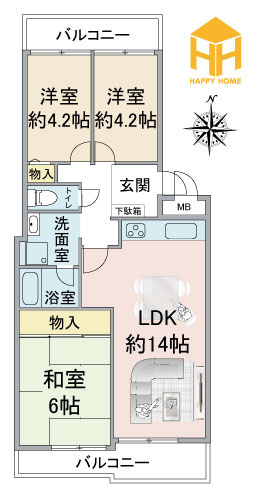 シャルマンコーポ伊丹2号棟の間取り|※現況と図面が異なる場合現況を優先いたします。