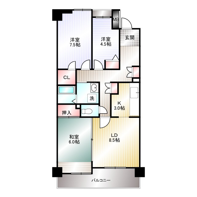 コーポレート小金井梶野通り2号棟の間取り