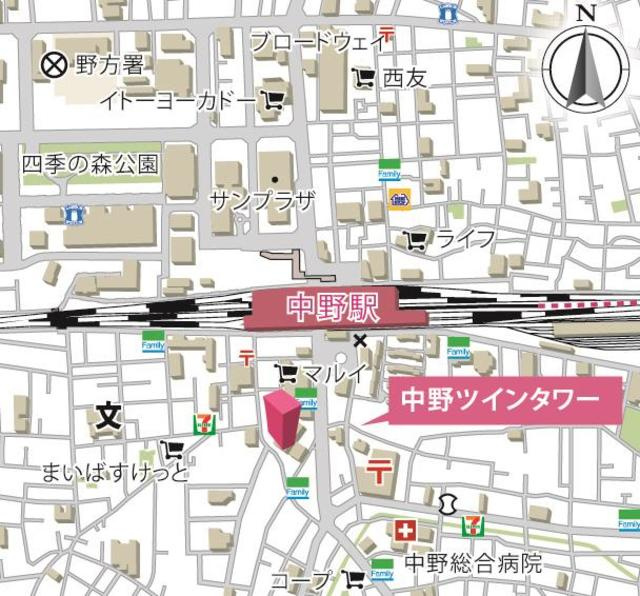 中野ツインマークタワーの地図