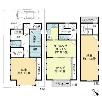 目黒区上目黒五丁目戸建の間取り