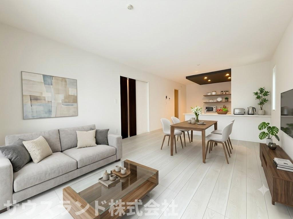 八王子市四谷町2期の居間・リビング|※本画像はCGで作成しており実際に現地に家具は置かれておりません。価格に家具は含まれておりません。