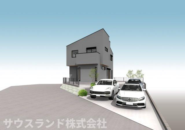 八王子市長沼町の外観パース|外観完成予想図。シンプルながら存在感のある、すっきりとした外観デザインです！