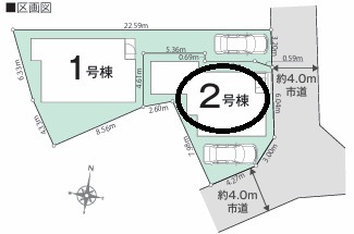 八王子市万町　2号棟の区画図|駅まで歩いて12分、小・中学校と公園へは徒歩4分。通学の負担を抑えやすく、放課後や休日も身近な公園で過ごせる、子育て世帯にも暮らしを描きやすい立地です。毎日の移動が身近にまとまります。