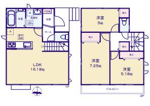 八王子市散田町14期B号棟の間取り|約16.18帖の広々LDKにはリビング階段を配置！家事をしながら家族の帰宅を感じられ、自然な「おかえり」が交わされる住まいです。