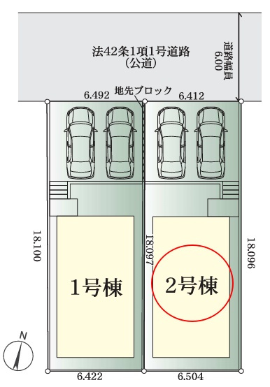 八王子市鹿島2期の区画図|前面道路約6ｍのゆとりが、住まいに開放感をプラス。整形地ならではの無駄の少ない土地形状も魅力のひとつです。