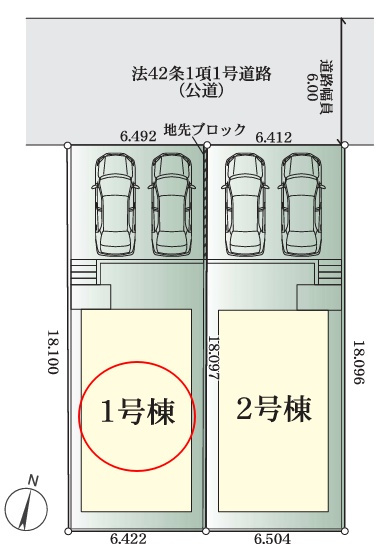 八王子市鹿島2期の区画図|前面道路約6ｍのゆとりが、住まいに開放感をプラス。整形地ならではの無駄の少ない土地形状も魅力のひとつです。