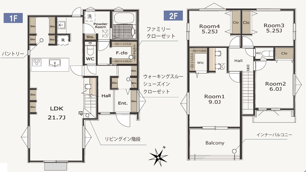 八王子市めじろ台3丁目第1期の間取り|住まいの美しさだけでなく、WICや各所収納など豊富な収納スペースを確保し、毎日の暮らしやすさにも配慮した住まいです。