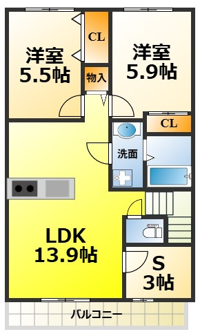 レスポワールE富木の間取り