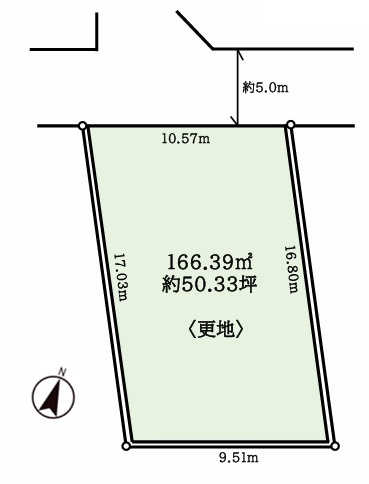 八王子市下恩方町の区画図|T字路に位置しているため前面の視界が開けており、開放感のある立地です。