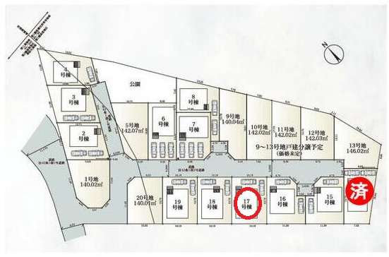 八王子市泉町　17号棟の区画図