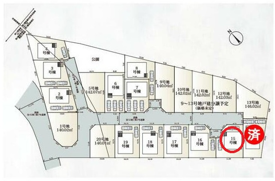 八王子市泉町　15号棟の区画図|統一感のある街並みが魅力の多棟現場。新しい暮らしを気持ちよく始められる住環境です。
