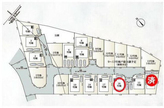 八王子市泉町　16号棟の区画図|統一感のある街並みが魅力の多棟現場。新しい暮らしを気持ちよく始められる住環境です。