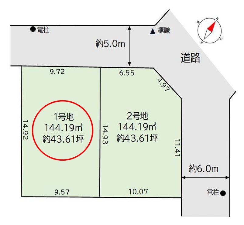 八王子市絹ケ丘6期の区画図|43坪越えの広い敷地です。お好きな建築条件なし。お好きなハウスメーカーでお好きなお家を建築できます♪