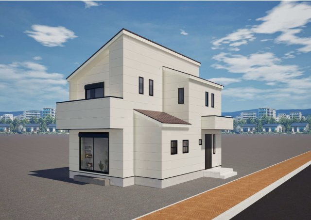 武蔵村山市神明　1棟現場の外観パース