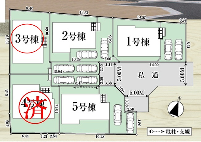 八王子市弐分方町5期の区画図|低層住宅が建ち並ぶ第一種低層住居専用地域。ゆったりとした街並みの中で、穏やかな毎日を過ごせる住環境です。