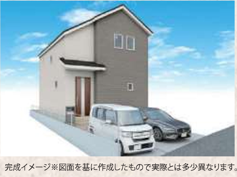 八王子市西寺方の外観パース|長く住み続けることを考えた長期優良住宅。耐震等級3と断熱等級5を備え、地震への備えはもちろん、季節を通して心地よく過ごせる室内環境と、日々の暮らしやすさにも細やかに配慮しています。