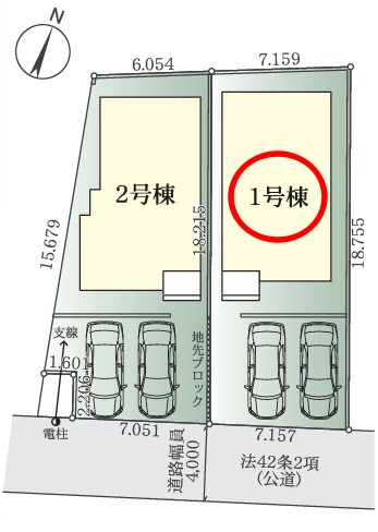 八王子市東中野1期の区画図|小学校徒歩圏内で子育て安心。南東側が道路に面しており陽当たり良好です。