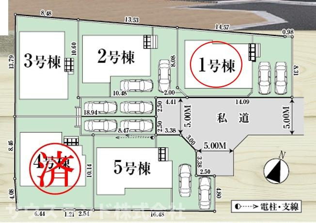 八王子市弐分方町5期の区画図|低層住宅が建ち並ぶ第一種低層住居専用地域。ゆったりとした街並みの中で、穏やかな毎日を過ごせる住環境です。
