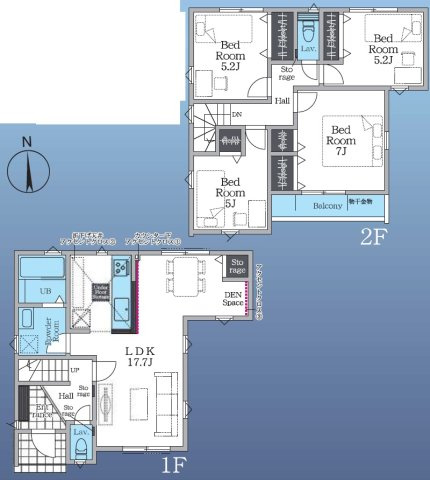 八王子市上野町1期 新築戸建ての間取り