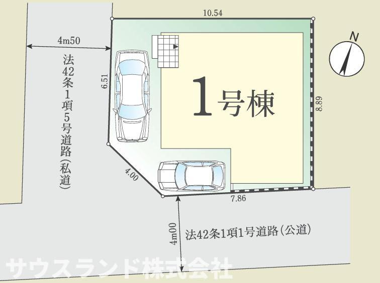 八王子市高尾町1期の区画図|角地に位置し、2方向が道路に面した開放感のある区画です！日差しを取り込みやすい配置で、明るさも期待できます。2路線利用可能で、通勤や休日のお出かけにも便利な住環境が整っています(^^)