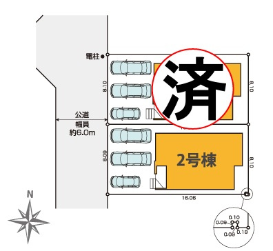 八王子市富士見町8期の区画図|駐車スペースの広さも住まい選びの大切なポイント。車種により3台駐車可能なゆとりの敷地で、快適なカーライフをお楽しみいただけます。