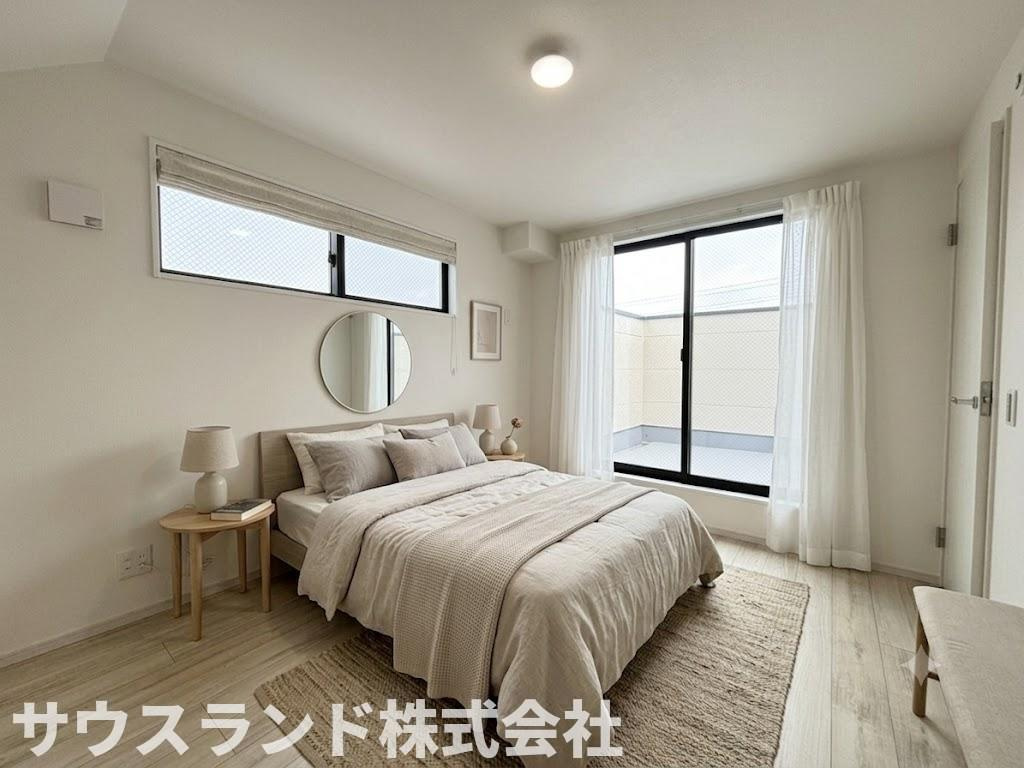 八王子市富士見町8期の洋室|ナチュラルな内装が心地よい洋室。すっきりとした空間で、自分らしいインテリアを楽しめます。※本画像はCGで作成しており実際に現地に家具は置かれておりません。価格に家具は含まれておりません。