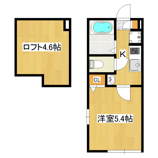 ペルラ小岩の間取り|ちょっと広めのロフト付きのお部屋です。