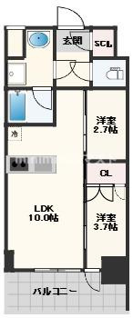 K-COURT谷町四丁目の間取り