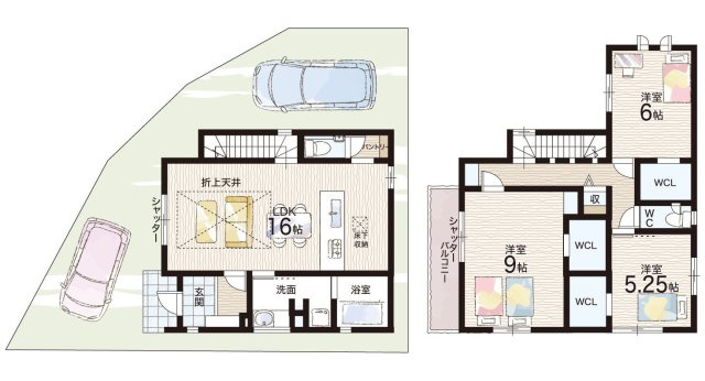 宇治市五ケ庄大林　新築一戸建ての間取り|1号地