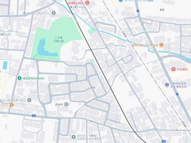 宇治市五ケ庄大林　新築一戸建ての地図