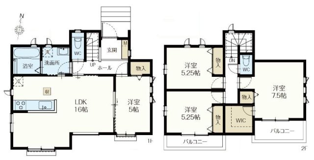 八潮市緑町2丁目　新築戸建　全1棟の間取り|南面にバルコニー2ヶ所！WIC付きの4LDK