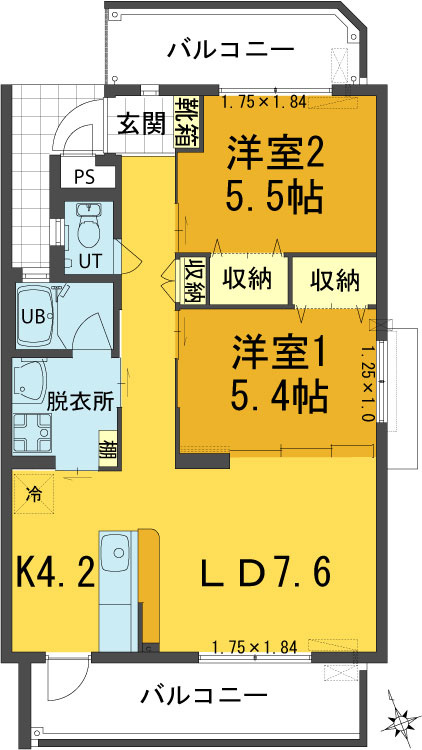 MSハイツの間取り|※間取り図は反転タイプとなります。