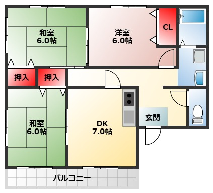 【間取り】 | サンハイム千代田Ⅰ番館