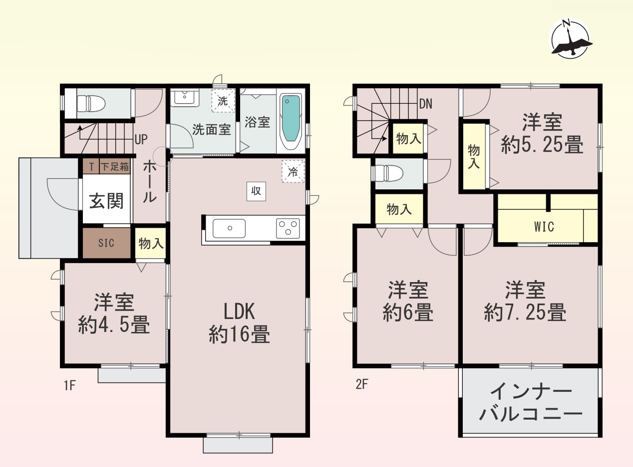 【新築戸建】玉村町下新田227番の間取り|■間取り図（A号棟）｜敷地面積：172.89（約52.29坪）　建物面積：103.92（約31.43坪）