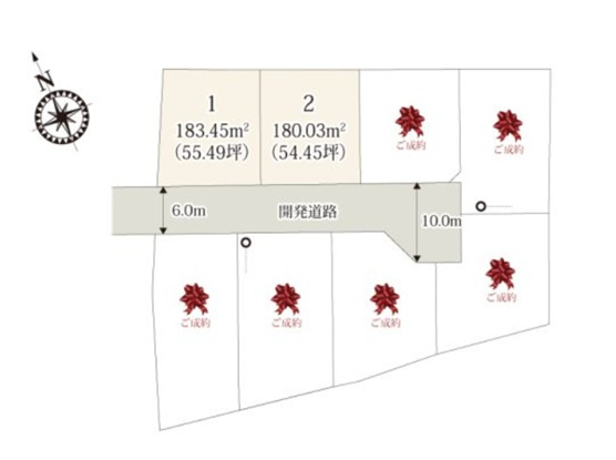 栃木市大平町富田　第１期　全8邸の区画図|全棟配置図