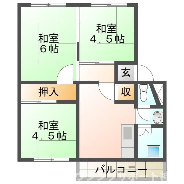 明舞北　2号棟の間取り