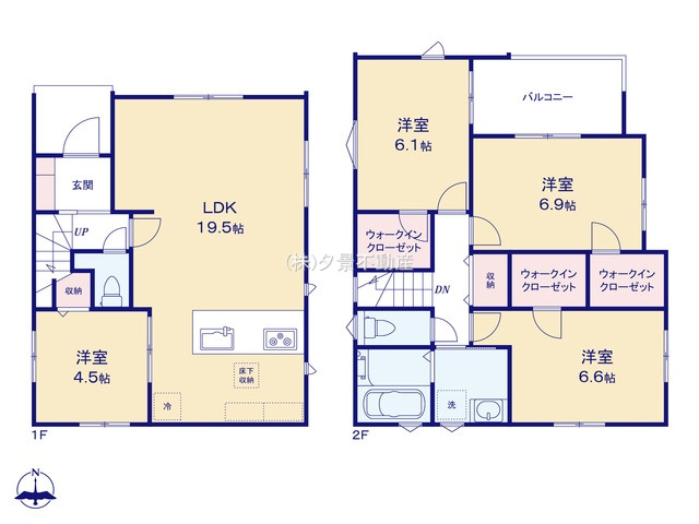 《仲介手数料無料》北区日進町２丁目1378-4新築一戸建てミラスモの間取り