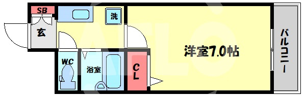 ローズコーポ天満東Ⅱの間取り|ローズコーポ天満東II　開放感ある間取り