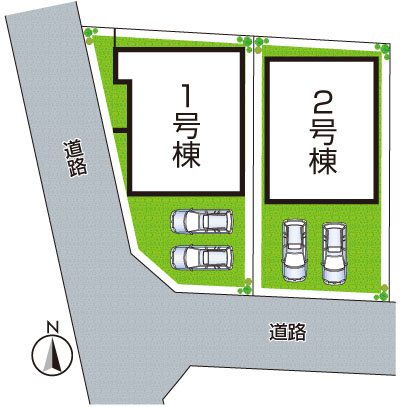 堺市東区日置荘原寺町　新築一戸建ての区画図|全2区画