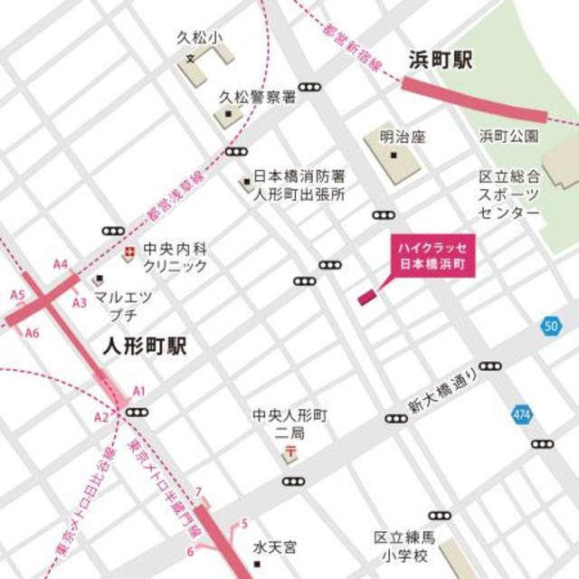 ハイクラッセ日本橋浜町の地図