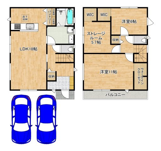 日置荘原寺町　新築分譲住宅　全２区画の間取り|２号棟：土地面積106.57㎡、建物面積102.06㎡、価格4180万円！