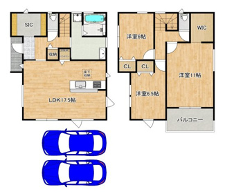 【間取り】 | 日置荘原寺町　新築分譲住宅　全２区画 | １号棟：土地面積111.10㎡、建物面積104.49㎡、価格4280万円！
