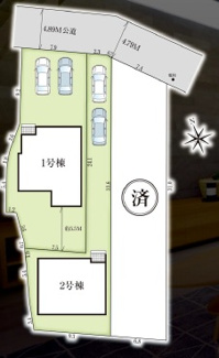 【区画図】 | GRAFARE守山区川村町2期全3棟【仲介手数料無料　白沢小　守山区北中】 | 今すぐのご案内可能です！→  0120-336-922　までお気軽にお問い合わせください。