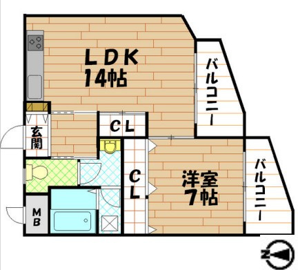 アーク八戸ノ里の間取り