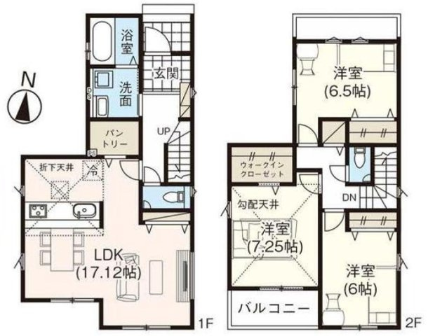 八潮市大字大瀬　新築戸建　全2棟　2号棟の間取り|WIC＋パントリー付の収納充実な邸宅です