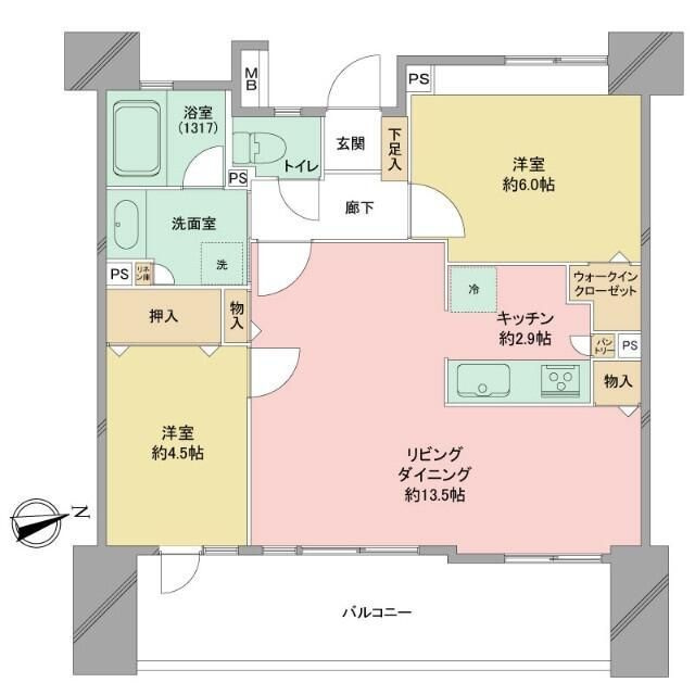 レーベンリヴァーレココキューブの間取り