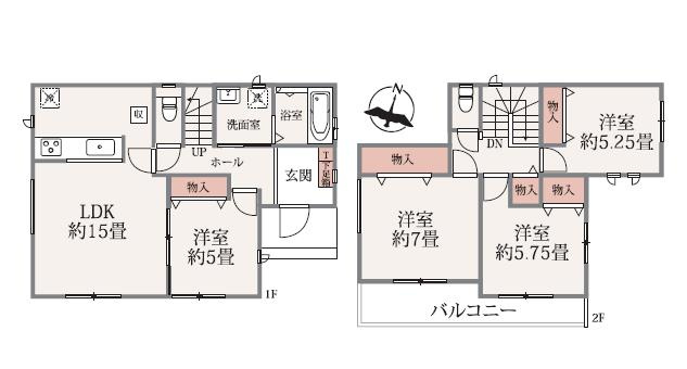 水戸市若宮2丁目　新築戸建　A号棟の間取り