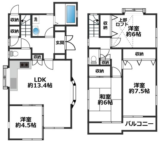 川口市道合戸建ての間取り