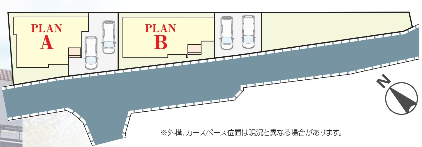 松戸市平賀新築戸建【殿平賀小学校：4分】の区画図|区画配置図