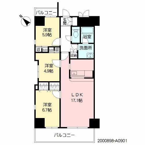 【間取り】 | シャーメゾンステージ博多 | シャーメゾンステージ博多 A0901号-16